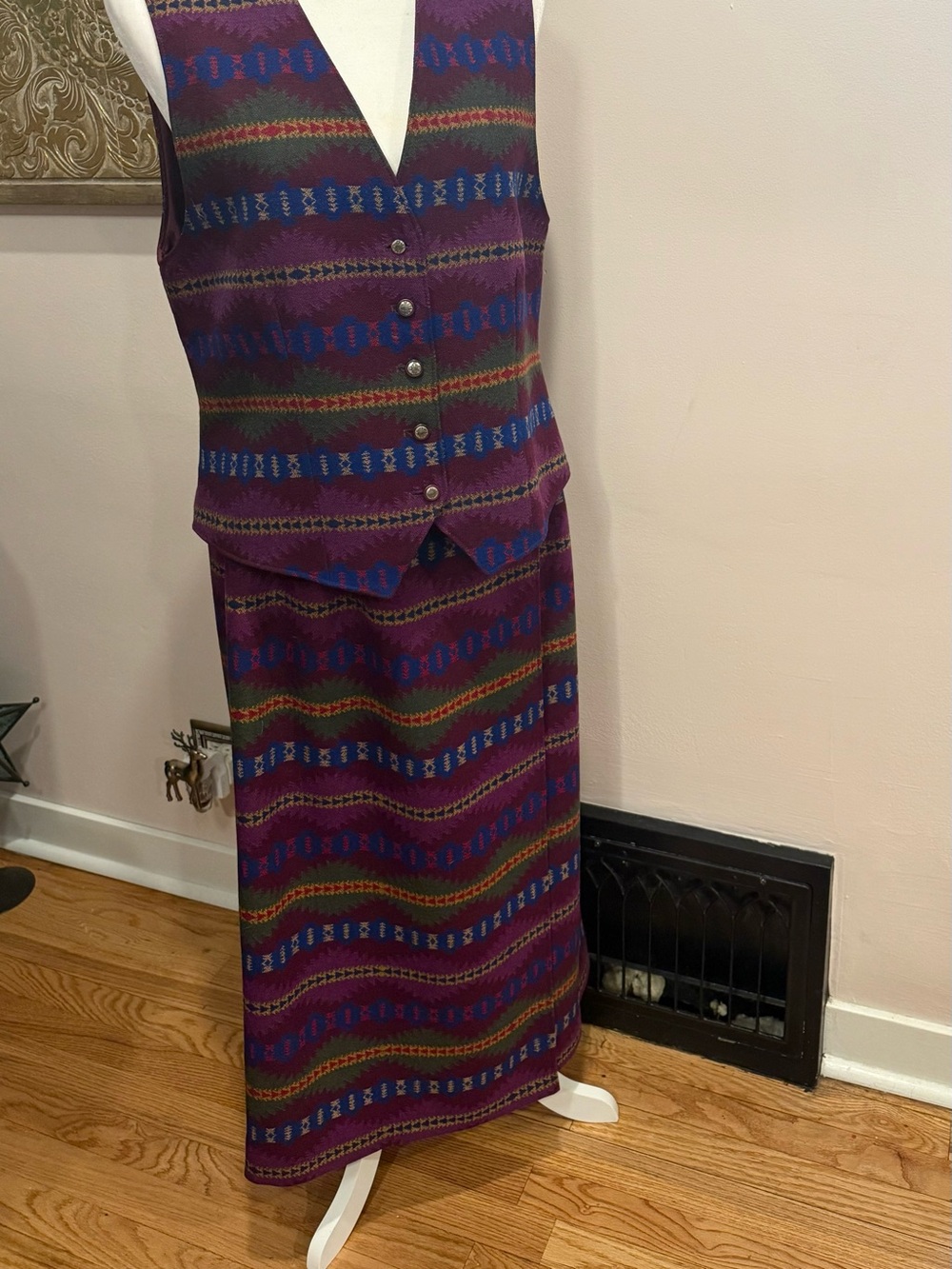 Pendleton Purple Patterned Maxi Skirt with Blue & Green Accents